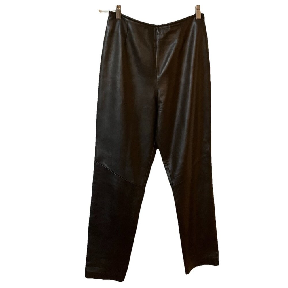 Y2K Danier Black Buttery Leather Pants Womens 6 2000s Vintage Goth High Waist